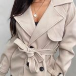 Πανωφόρι εκρού κοντό με ζωνάκι στην μέση