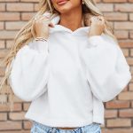 Λευκό sherpa fleece hoodie