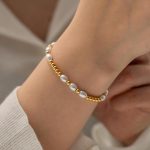 Ατσάλινο βραχιόλι με πέρλες και χάντρες