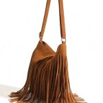 Σουέντ κάμελ crossbody μικρό τσαντάκι με κρόσια