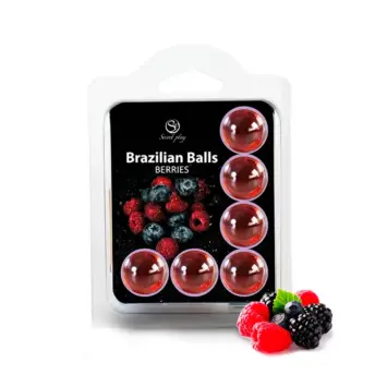 KooKoo 25 Σετ 6 βραζιλιάνικες μπάλες σε μωβ/κόκκινο χρώμα με άρωμα φρούτα του δάσους για ερωτικό μασάζ.