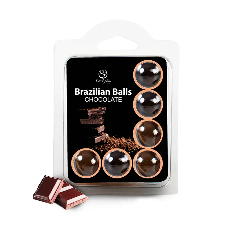 Secretplay - SET 6 BRAZILIANS BALLS CHOCOLATE 1 Σετ 6 βραζιλιάνικες μπάλες με αρωματικό έλαιο για προκαταρκτικά και αισθησιακή ατμόσφαιρα.