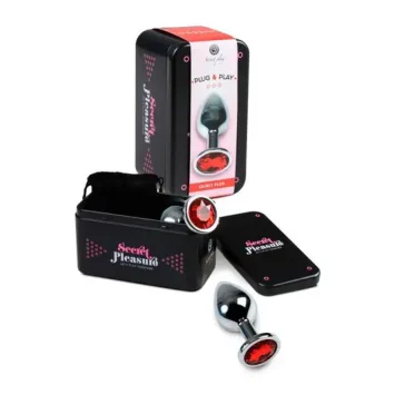 Μεταλλική πρωκτική σφήνα κόκκινη με διαμαντένια βάση 7,5cm.