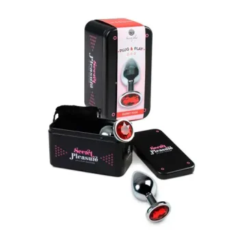 Μεταλλική πρωκτική σφήνα κόκκινη με διαμάντι στη βάση, μήκος 8,5cm.