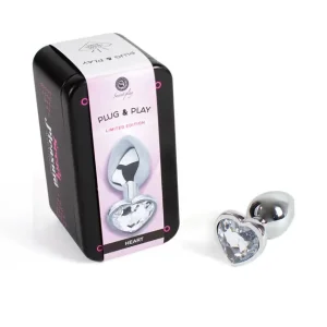 Μεταλλική πρωκτική σφήνα 7cm με διάφανο κρύσταλλο στη βάση.