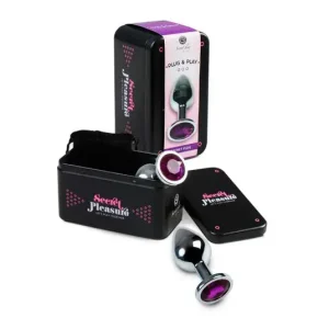 Μεταλλική πρωκτική σφήνα μοβ με διαμαντένια βάση 7,5cm.