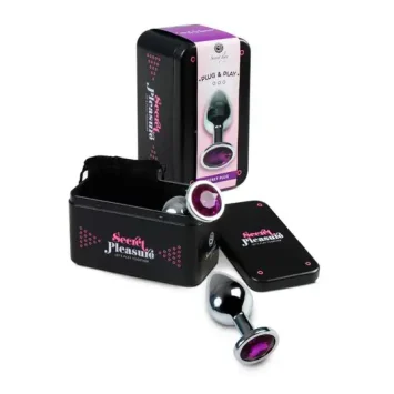 Μεταλλική πρωκτική σφήνα μοβ με διαμαντένια βάση 7,5cm.