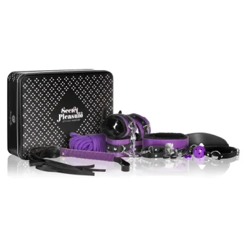 Σετ Bondage BDSM 6 τεμαχίων από συνθετικό δέρμα σε μωβ χρώμα.