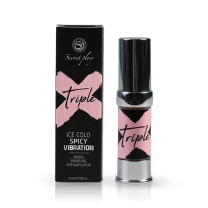 Unisex διεγερτικό τζελ TRIPLE X 15ml με φυσικά συστατικά και τριπλό εφέ ψύχους, θερμότητας και δόνησης.