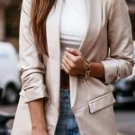 Leather μεσάτο σακάκι εκρού