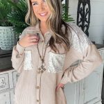 Μπέζ πουκάμισο με παγιέτα