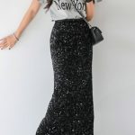 Μακριά μαύρη φούστα παγιέτα