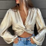 Χρυσό κοντό σατέν τόπ