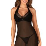 Μαύρο διάφανο babydoll lingerie σετ Medilla (XL/XXL)