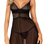 Μαύρο σετ babydoll με σλιπ Chemeris (XL/XXL)