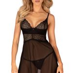 Μαύρο σετ babydoll με σλιπ Chemeris (M/L)