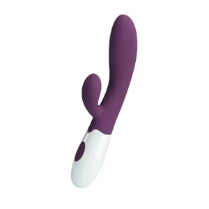 Μωβ δονητής Alvis Rabbit G-Spot με 30 λειτουργίες δόνησης, διπλούς κινητήρες και σατινέ φινίρισμα.