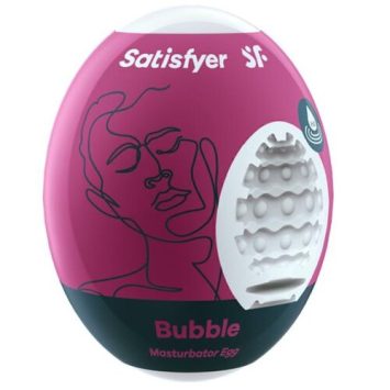 Ανδρικό αυνανιστήρι Egg BUBBLE από τη Satisfyer με υφή φυσαλίδων και ενεργοποίηση με νερό.