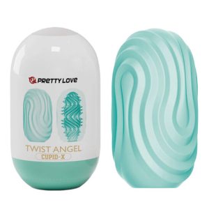 Ανδρικό αυγοειδές αυνανιστήρι TWIST ANGEL με σπειροειδή υφή και ελαστικό TPR υλικό.