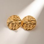 Ατσάλινα στρογγυλά χρυσά σκουλαρίκια
