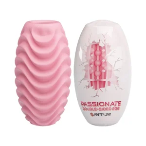 Διπλός αυνανιστής Egg ροζ από TPR με δύο υφές και αναστρέψιμο σχεδιασμό από την Pretty Love