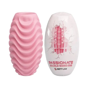 Διπλός αυνανιστής Egg ροζ από TPR με δύο υφές και αναστρέψιμο σχεδιασμό από την Pretty Love