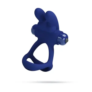 Cock ring Buzzer Bunny μπλε με 10 λειτουργίες δόνησης και διπλό δαχτυλίδι από σιλικόνη.