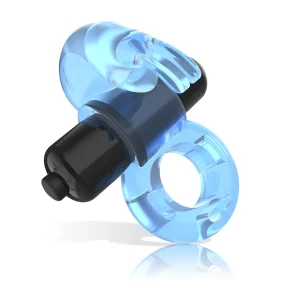 Δονούμενο δαχτυλίδι πέους FRY BLUE με αυτάκια κουνελιού για διπλή διέγερση και αδιάβροχη χρήση