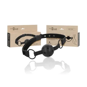 Φετιχιστικό φίμωτρο BDSM από vegan δερματίνη με μαύρη μπάλα και ρυθμιζόμενο λουρί.