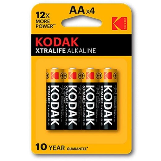 Kodak Xtralife Αλκαλικές Μπαταρίες AA σε συσκευασία 4 τεμαχίων, ιδανικές για τηλεχειριστήρια, πληκτρολόγια και παιχνίδια.