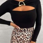 Κορμάκι μαύρο cut out με διακοσμητικό κρίκο