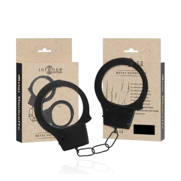 Μαύρες μεταλλικές χειροπέδες BDSM με ρυθμιζόμενο μέγεθος και κλειδαριά για παιχνίδια κυριαρχίας