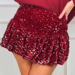 Μίνι μπορντό balloon φούστα παγίετα