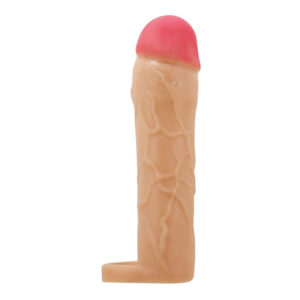 Προέκταση πέους CHANE με φυσική υφή, ελαστικό κορμό και δαχτυλίδι όρχεων για σταθερότητα.