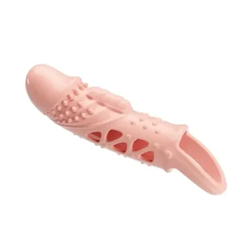 Δονούμενη προέκταση πέους CECELIA 14cm σε φυσικό χρώμα από την Pretty Love