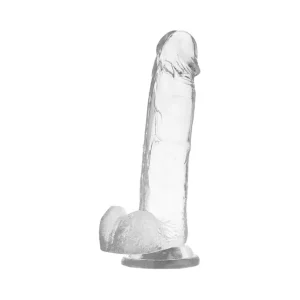 Ρεαλιστικό dildo CLEAR COCK διαφανές 22cm από Jelly υλικό με φλέβες και βάση αναρρόφησης.