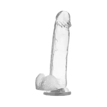Ρεαλιστικό dildo CLEAR COCK διαφανές 22cm από Jelly υλικό με φλέβες και βάση αναρρόφησης.