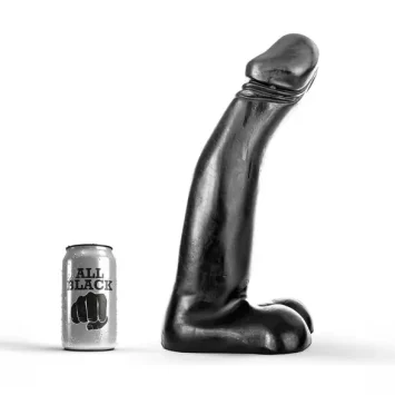 All Black μαύρο dildo 29 cm με ρεαλιστικό σχήμα, εύκαμπτο και μαλακό στην υφή.