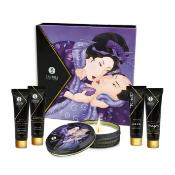 Σετ ερωτικών καλλυντικών Shunga SECRET GEISHA με εξωτικά φρούτα – λάδι μασάζ, λιπαντικό και κερί