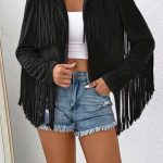 Σουέντ jacket με κρόσια