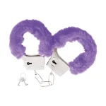 Darkness Sensations - Χειροπέδες μεταλλικές με γούνινη επένδυση λιλά