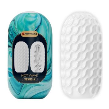 Ανδρικό αυνανιστήρι HOT WAVE λευκό με διπλή υφή και ελαστικό TPR υλικό.