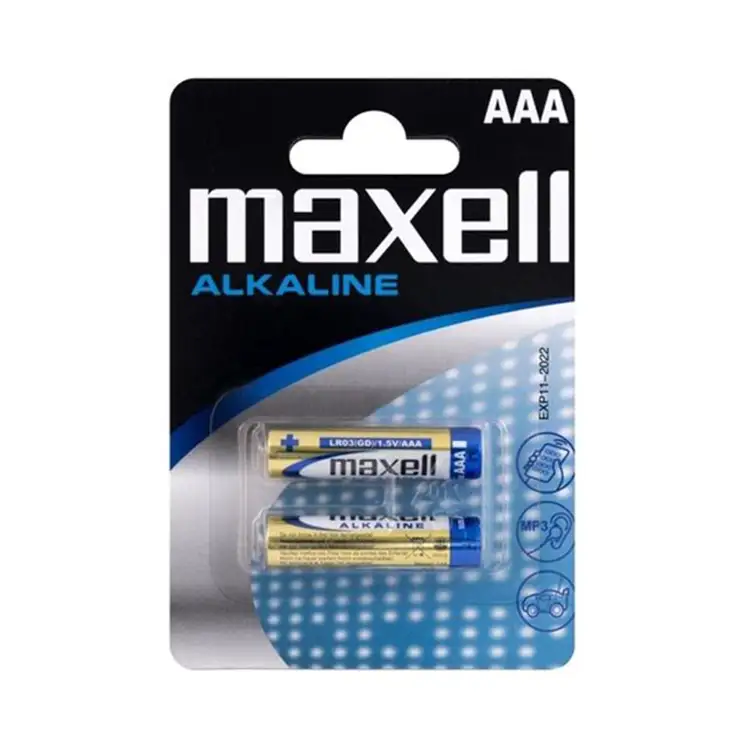 Maxell - Αλκαλικές μπαταρίες AAA 2τμχ 1 Οι Maxell Αλκαλικές Μπαταρίες AAA LR03 είναι η ιδανική επιλογή για μικρές ηλεκτρονικές συσκευές που χρειάζονται σταθερή και μακροχρόνια απόδοση.