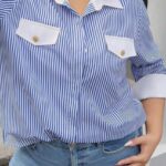 Μπλέ πουκάμισο ριγέ με τσέπες