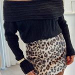 Offshoulder μαύρο μακρυμάνικο πλεκτό τόπ