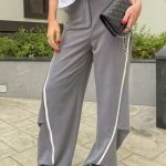 Παντελόνα γκρί με ρίγα και ραφές