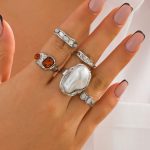 Vintage σετ 5 τεμαχιων δαχτυλιδιών σε ασημί