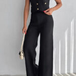 Πλεκτό μαύρο σετάκι με γιλέκο και παντελόνι