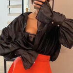 Πουκάμισο μαύρο διάφανο με βολάν μανίκια