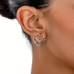 Σκουλαρίκι καρδιά δίχρωμη 2 σε 1 σχέδιο